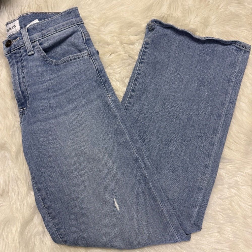 Hudson Wide Leg Jeans Rosalie Aquarius Jeans Size 23 Mid Rise Light Wash - Picture 8 of 9